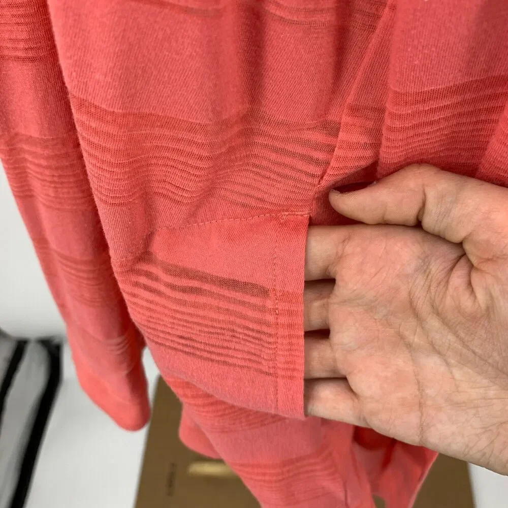Columbia Cardigan Womens XS Extra Small Coral Open Front Striped Long Sleeve